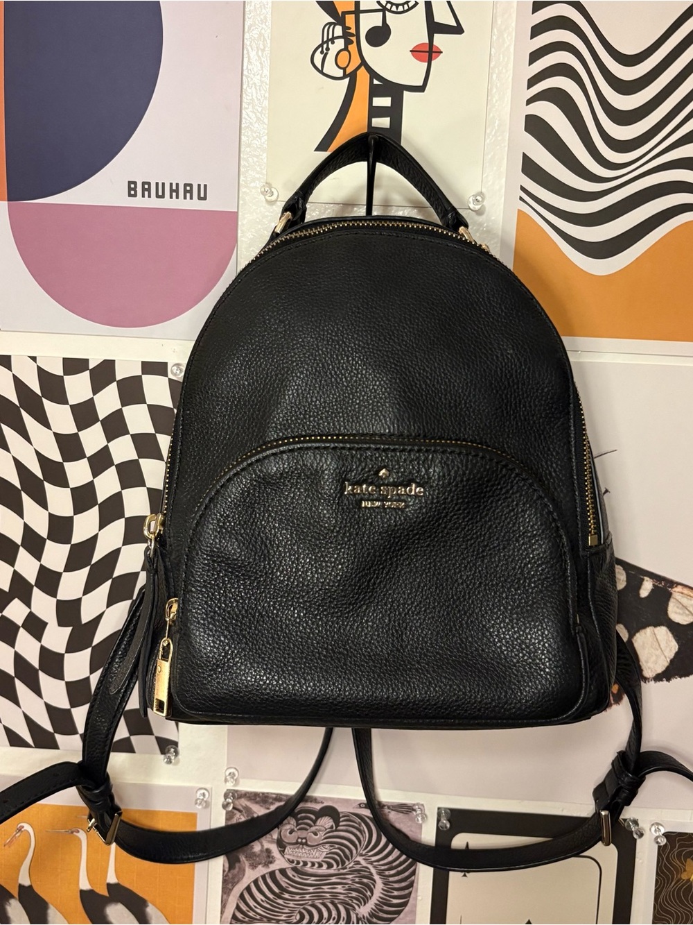 Kate Spade New York Black Pebbled Leather Backpack